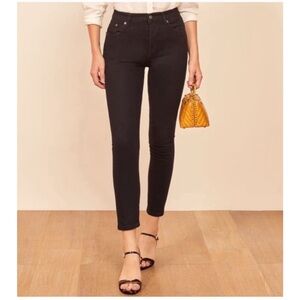 NWT Reformation Serena High-Rise Skinny Crop Black Denim Jeans Pants Size 25